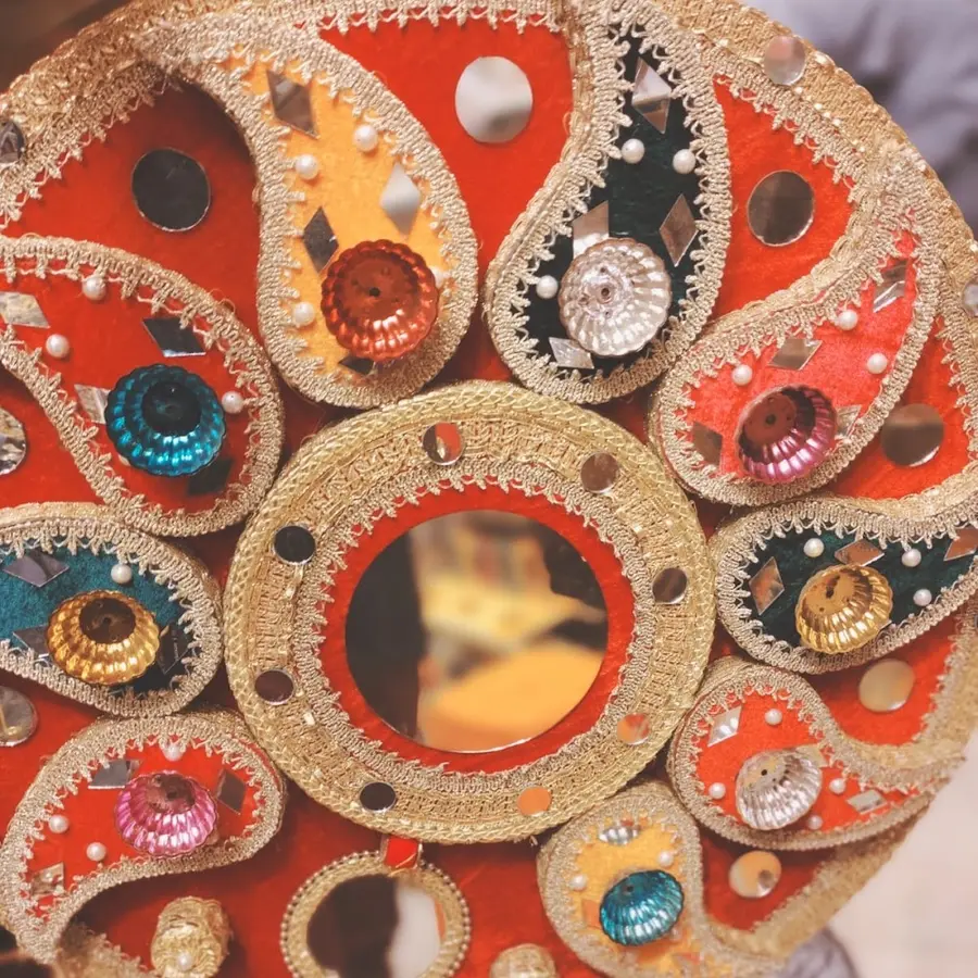 Mirror-work decorative tray